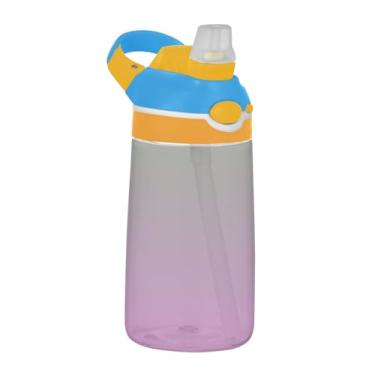 Imagem de Garrafa de água infantil gradiente de orquídea verde dinossauro 473 ml garrafa de água de plástico portátil com tampa de canudo 473 ml Tritan copo de viagem infantil à prova de vazamento reutilizável