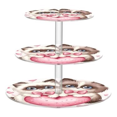 Imagem de Suporte de cupcake para festa de chá, 3 camadas, redondo, romântico, gêmeos, corações, copo de acrílico, torre de bolo, decoração de mesa, bandeja para servir comida, suprimentos de festa, sanduíche