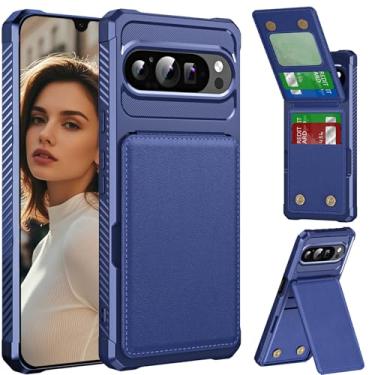Imagem de Ysnzaq Capa carteira para Google Pixel 10 Pro com suporte para cartão, capa de telefone à prova de choque de couro PU com fecho magnético duplo à prova de choque para Google Pixel 10/10 Pro ZM azul
