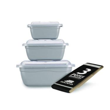 Imagem de Conjunto de 3 Potes Retangular Quadrados- coloridos - 350ml / 700ml / 