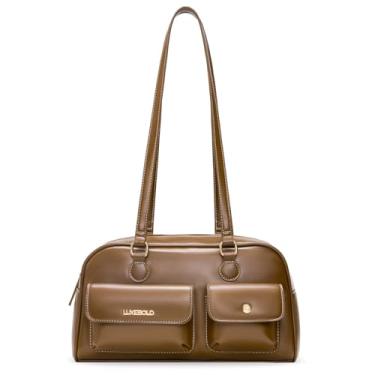 Imagem de LuxeBold Bolsas e bolsas femininas modernas bolsa de ombro com alça superior bolsa clutch Hobo, Amarelo-marrom