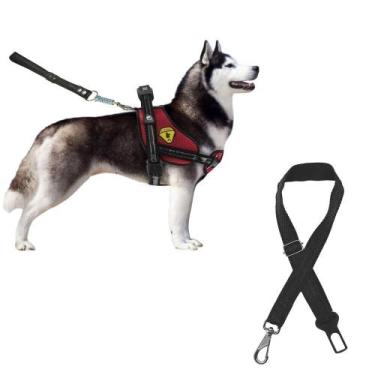 Imagem de Coleira Peitoral Para Cães Cachorros Grandes Com Cinto De Segurança Gu