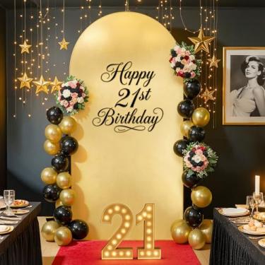 Imagem de Capa de arco amarelo dourado de 1,8 m com lantejoulas brilhantes para festa de aniversário, arco de elastano, capa com suporte de arco de balão brilhante para casamento, chá de panela, chá de bebê