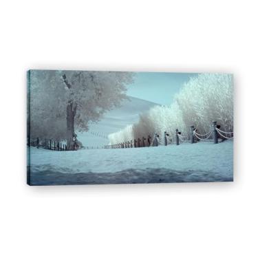 Imagem de Estradas cobertas de neve, foto real, cidade, mar, neve, vale, pastagem, rio, pôr do sol, nascer do sol, impressão em tela, decoração de parede 20 x 36 cm emoldurada