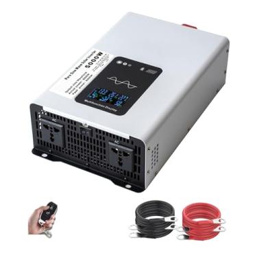 Imagem de Inversor de potência de onda senoidal pura de 5000W, conversor de 12 V 24 V 48 V 60 V 72 V CC para 110 V/220 V CA com 2 tomadas CA e controle remoto para eletrodomésticos,12V to 220V