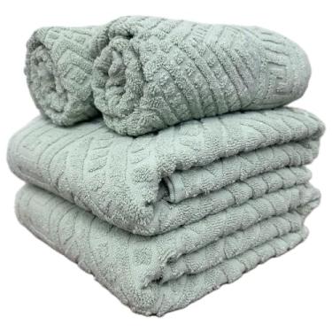 Imagem de Jogo de Toalhas Banhão Gigante 100% Algodão Extra Soft 4 Peças Alta Absorção para Banho (VERDE 1066)