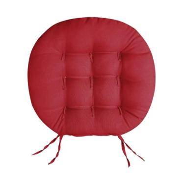Imagem de Almofada Futon Redonda para Assento de Cadeira 40x40 cm com 9 Furos Almofada de Cadeira Decorativa e Confortável (Vinho)