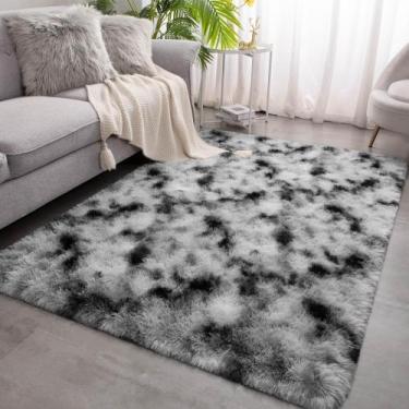 Imagem de Alfombra Merelax 4x6 Esponjosa Teñida en Negro y Blanco