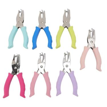 Imagem de Ainoli 7 peças furador pequeno portátil de aço inoxidável alça de borracha multifuncional perfurador de papel para artesanato
