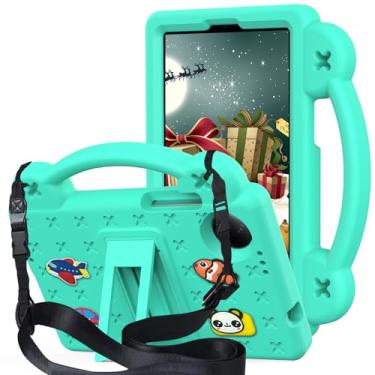 Imagem de QYiiD Capa infantil para Xiaomi Redmi Pad SE 2024, capa protetora de EVA infantil à prova de choque com alça de suporte, alça de ombro, suporte para Redmi Pad SE 22.1 cm 4G 2024 lançado, verde