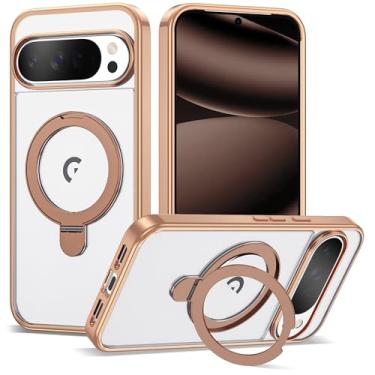 Imagem de VIJISEA Capa compatível com Google Pixel 9 Pro XL/Pixel 10 Pro XL com suporte de anel magnético, [compatível com Mag-Safe], capa protetora à prova de choque de 6,8 polegadas para mulheres e homens