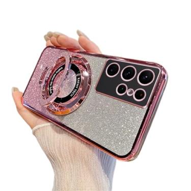 Imagem de SIYOPINPFY Capa para Samsung Galaxy S26 Ultra Brilhante Fofa com Suporte Capa de Telemóvel Fina Clara Glitter Bling Cartão À Prova de Choque Capa Protetora Mulheres Meninas TPU para Samsung Galaxy S26