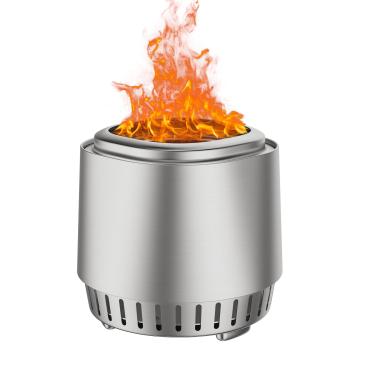 Imagem de Amopatio Lareira de mesa com suporte, bandeja de cinzas removível, 21 cm sem fumaça portátil de aço inoxidável para queima de madeira com bolsa de transporte para acampamento, pátio e quintal