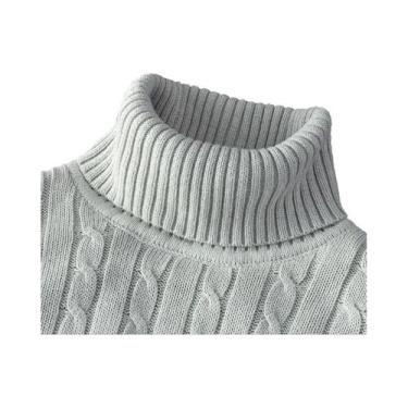 Imagem de Suéter Masculino De Gola Alta Slim Fit, Pulôver Tricotado Casual, Quen
