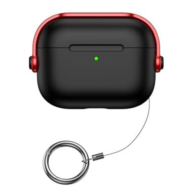 Imagem de ZURCAS Capa compatível com Airpods 4, capa rígida protetora de silicone com suporte de telefone, tema de personagem de desenho animado 3D para homens e mulheres (preto e vermelho)