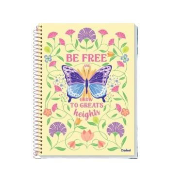 Imagem de Caderno Universitário Escolar Purpurina - Credeal 10 Matérias 160 Folhas - Coleção 2026 Borboleta Fofo Tamanho 20x27,5cm (Amarelo)
