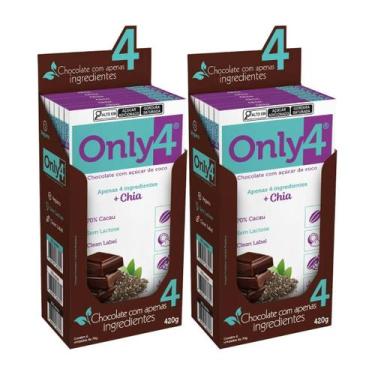 Imagem de Kit 2 Caixas Chocolate Vegano 70% Cacau Chia Only4 70g