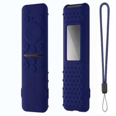 Imagem de Capa compatível com Samsung BN59-01432, capa de controle remoto, capa protetora de silicone à prova de choque antiderrapante, capa protetora (azul escuro)