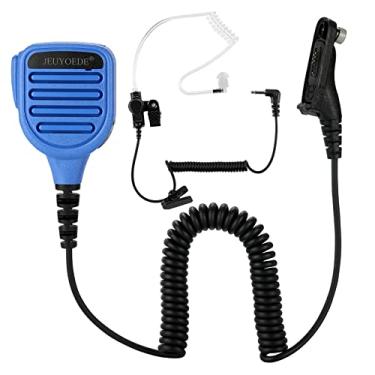 Imagem de JEUYOEDE Microfone Walkie Talkie à prova d'água, controle remoto, microfone de rádio portátil com conector de áudio de 3,5 mm, compatível com Motorola APX e XPR Series Blue