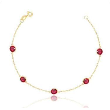 Imagem de Pulseira Ouro 18k 750 Pedras De Zircônias 5mm - Paulistana Joias, Verm