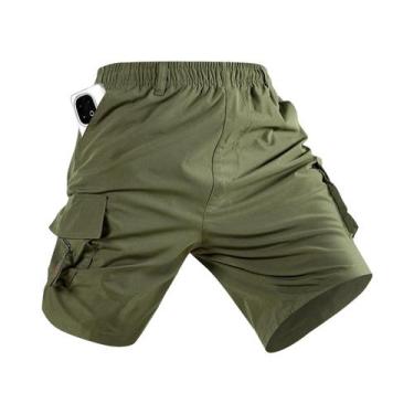 Imagem de Bermuda Tática Camuflada Masculina, Ajuste Solto, Calças De Trabalho P