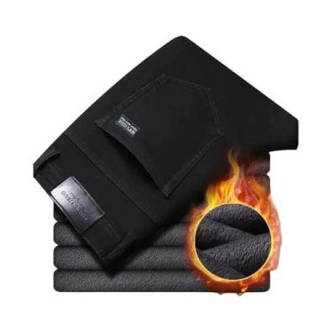 Imagem de Calças Jeans De Veludo Preto plus Size Para Homens, Quentes E Casuais,