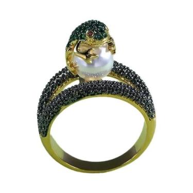 Imagem de Anel Infantil Fofo Em Forma De Sapo Com Pérola Simulada, Presente De A