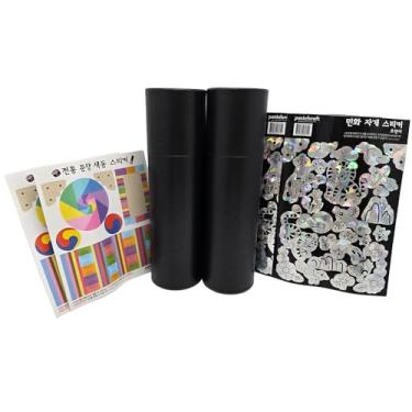Imagem de BENEPISYO Kit de porta-lápis DIY [conjunto de 2] – Estilo de arte popular coreana (tigre) – Decoração de adesivos com padrão holográfico e tradicional – Organizador de mesa para escritório e casa