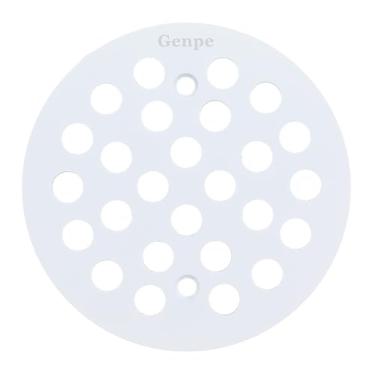 Imagem de Genpe Tampa de Drenagem de Chuveiro Redonda de 4,25" com Parafuso, Substituição de Aço Inoxidável 304, Grade de Drenagem de Piso de 4-1/4" com Parafusos, Branca