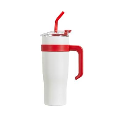 Imagem de Copo Térmico 40 OZ com Alça À Prova de Vazamentos Garrafa Água Reutilizável Caneca Viagem em Aço Inoxidável Isolado a Vácuo Tampa e Palito para Chá Gelado Café Smoothie
