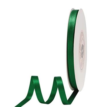 Imagem de VATIN Fita de cetim verde floresta dupla face de cor sólida 0,6 cm de largura 50 metros de comprimento perfeita para decoração de casamento, artesanato, fabricação de laços, costura, embalagem de presente e outros projetos