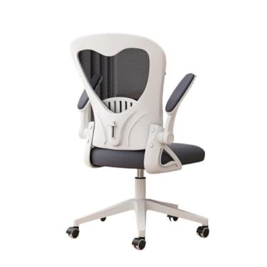 Imagem de Cadeira de escritório ajustável, suporte lombar ajustável e apoios de braço, encosto alto, ergonômico, cadeiras de mesa com almofada de frango (branca)