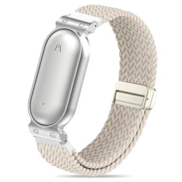 Imagem de Bolesi Pulseira de nylon elástico compatível com gravador de voz NotePin, fecho magnético ajustável macio e respirável com capa protetora para gravador de voz Plaud AI