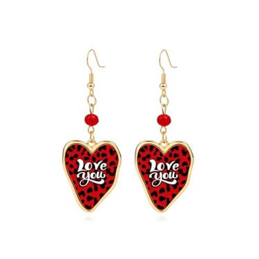 Imagem de Brincos de coração de leopardo para mulheres para o Dia dos Namorados Brincos pendentes de ouro com glitter coração de amor brinco de argola para mãe e dia dos namorados, acessórios para ela, Large