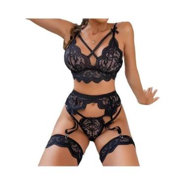 Imagem de Conjunto De Lingerie Sexy Transparente Para Mulheres, Sutiã, Calcinha 