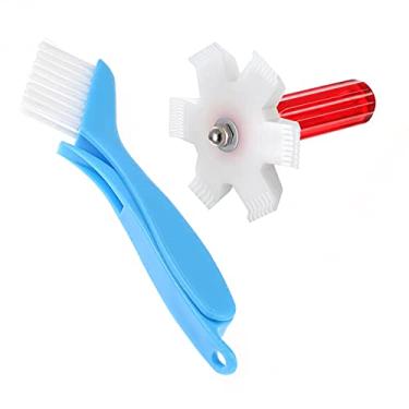 Imagem de 2 peças Conjunto de Pincel e Pente para Limpeza Aletas do Condensador Ar Condicionado Limpador Dobrável Bobinas Geladeira Manutenção HVAC Ferramenta Reparo Radiador Evaporador