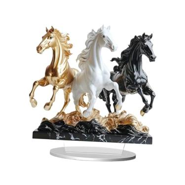 Imagem de oshhni Ornamento de cavalo em acrílico 2D, placa decorativa plana para mesa, estatueta de cavalo com suporte para armário ou estante, Style a
