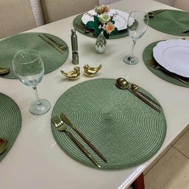 Imagem de KIT 4/KIT 6 Jogo Sousplat Americano Redondo Plástico flexível(KIT 6 VERDE)