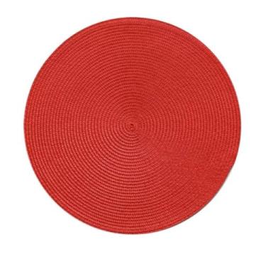 Imagem de Kit 4 Peças Jogo Americano Redondo Sousplat Cozinha Jantar Descanso de Prato Sousplat Cozinha(Vermelho)