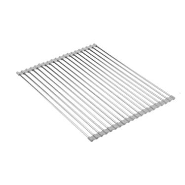 Imagem de Prateleira de escoamento aço inoxidável dobrável direta da fábrica para tigelas pia cozinha controle água legumes e frutas com sílica antiderrapante fácil limpar armazenar uso diário em casa