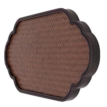 Imagem de Bandeja de Chá Pequena Bambu com Superfície Matizada Tecida à Mão Boa Manufatura Natural Pesado Artesanato Único Design Simples Elegante Prova Umidade
