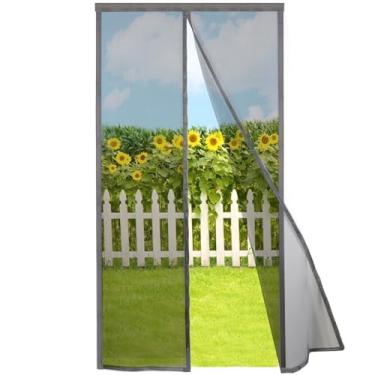 Imagem de Risareyi Tela magnética para porta tamanho 61 x 203 cm, tela mosquiteira cinza com tela de mosquito, fecho magnético para porta da frente para manter insetos fora, ar fresco dentro, tamanho real da