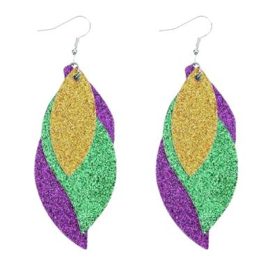 Imagem de Brincos de carnaval para mulheres, brincos de acrílico de couro para celebração de terça-feira gorda, presentes acessórios para desfile de carnaval, Large, Couro sintético, Sem pedra preciosa