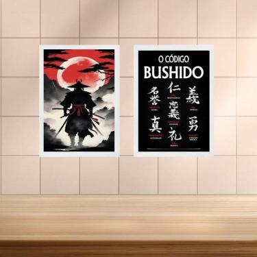 Imagem de Kit 2 Quadros Samurai - Código Bushido 33X24Cm