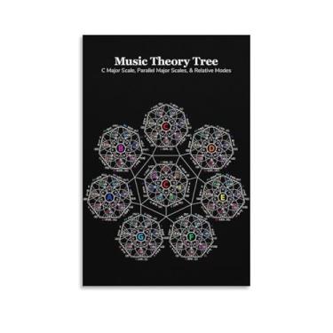Imagem de YLJAPOS Pôster de árvore de teoria musical presente de conhecimento para amantes da música arte de parede estética pintura decorativa estilo sala de estar 12 x 18 polegadas (30 x 45 cm)