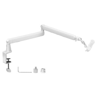 Imagem de Branco, Braço Articulado Microfone, Suporte Microfone, Braco Articulavel Microfone, Suporte para Microfone, com Adaptadores Universais de 3/8'' de Polegada e 5/8'' De Polegada.