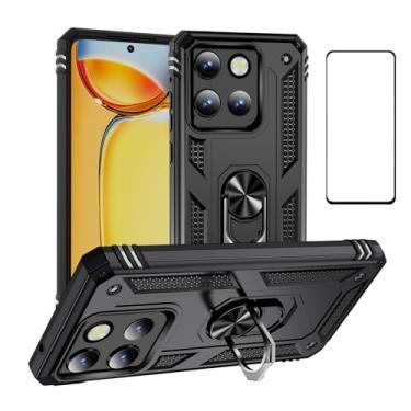 Imagem de Capa para Motorola Moto G Stylus 5G 2025 com protetor de tela, suporte de anel, militar, à prova de choque, armadura defensora, proteção dupla, capa traseira para celular para Moto G Stylus 5G 2025