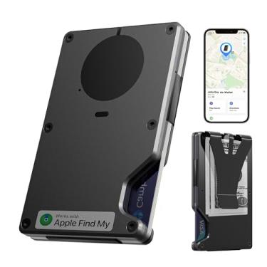 Imagem de Carteira Air Wallet, minimalista com chip Airtag integrado, porta-cartão de crédito com bloqueio RFID, carteira fina para homens, compatível apenas com Apple Find My Ios, clipe de dinheiro removível