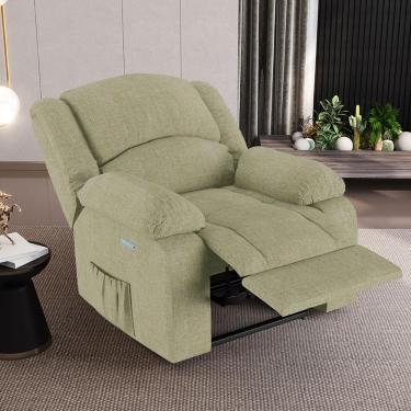 Imagem de Poltrona do Papai Reclinável Sala de Cinema Madrid Elétrica Touch Massagem USB Linho Bege  G26