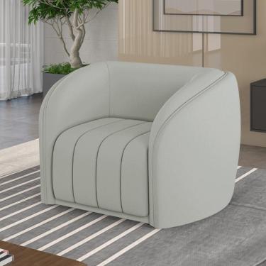 Imagem de Poltrona Decorativa Sala de Estar Adam Veludo Cinza Claro G45 - Gran Belo